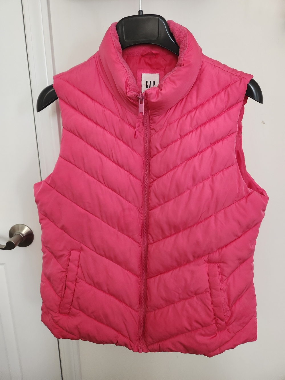 GAP Womens Bright Pink Quilted Puffer Vest